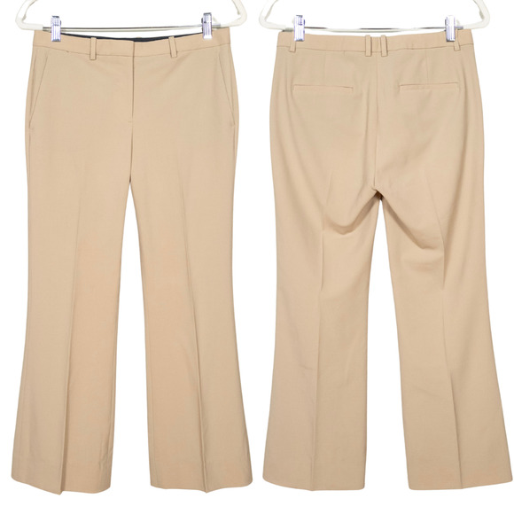 THEORY Khaki Demitria 4 Sevona Stretch Wool Flared Pants Women's Size 4 ALTERED - Picture 1 of 4